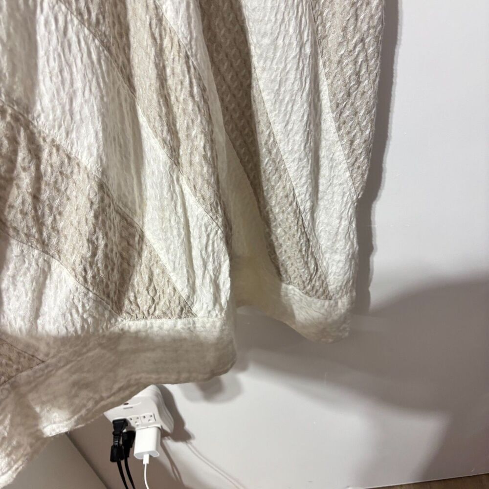 Grizas Linen Beige Striped Crinkled Lagenlook Pocket Stretch A-Line Dress Sz L‎ - Picture 4 of 6
